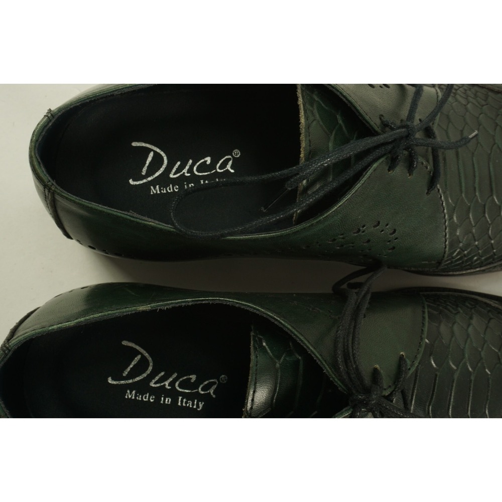 Duca MaTiSte Vero Cuoio Forest Green Italian Leather Crocodile Wingtip Derby 9.5 - Picture 5 of 12